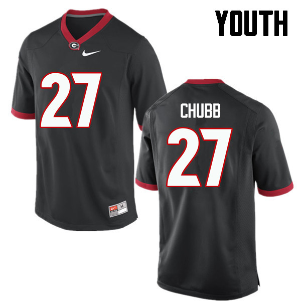 Youth Georgia Bulldogs #27 Nick Chubb College Football Jerseys-Black